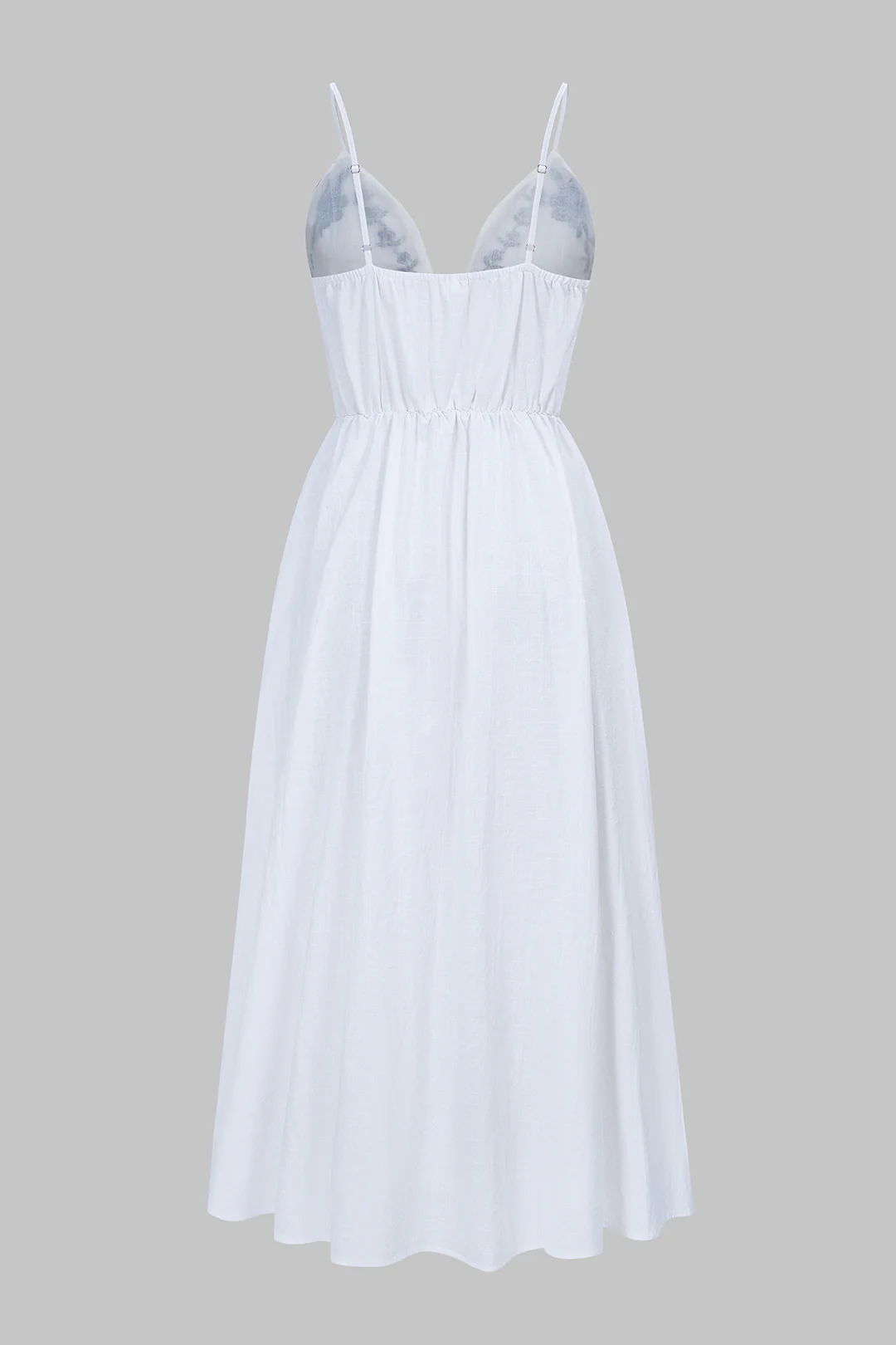 Contrast Embroidery V-Neck Sleeveless Maxi Dress - Flockneti