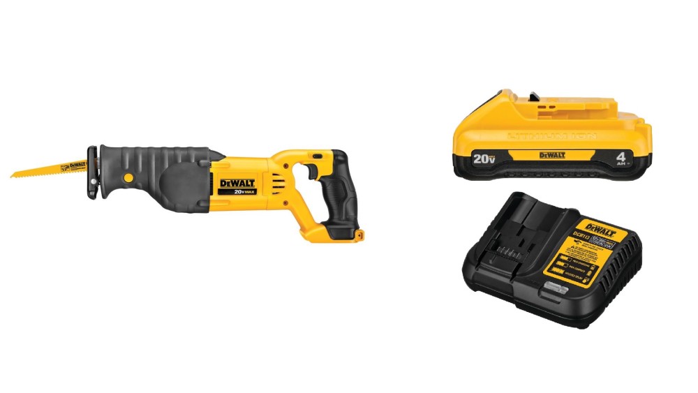 DEWALT 20V Max Reciprocating Saw with Compact 4Ah Battery Starter Kit Bundle - Flockneti