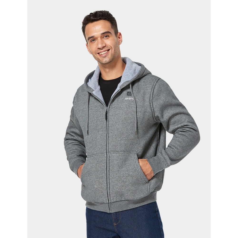 ORORO Unisex Flecking Gray Heated Fleece Hoodie Kit XS - Flockneti
