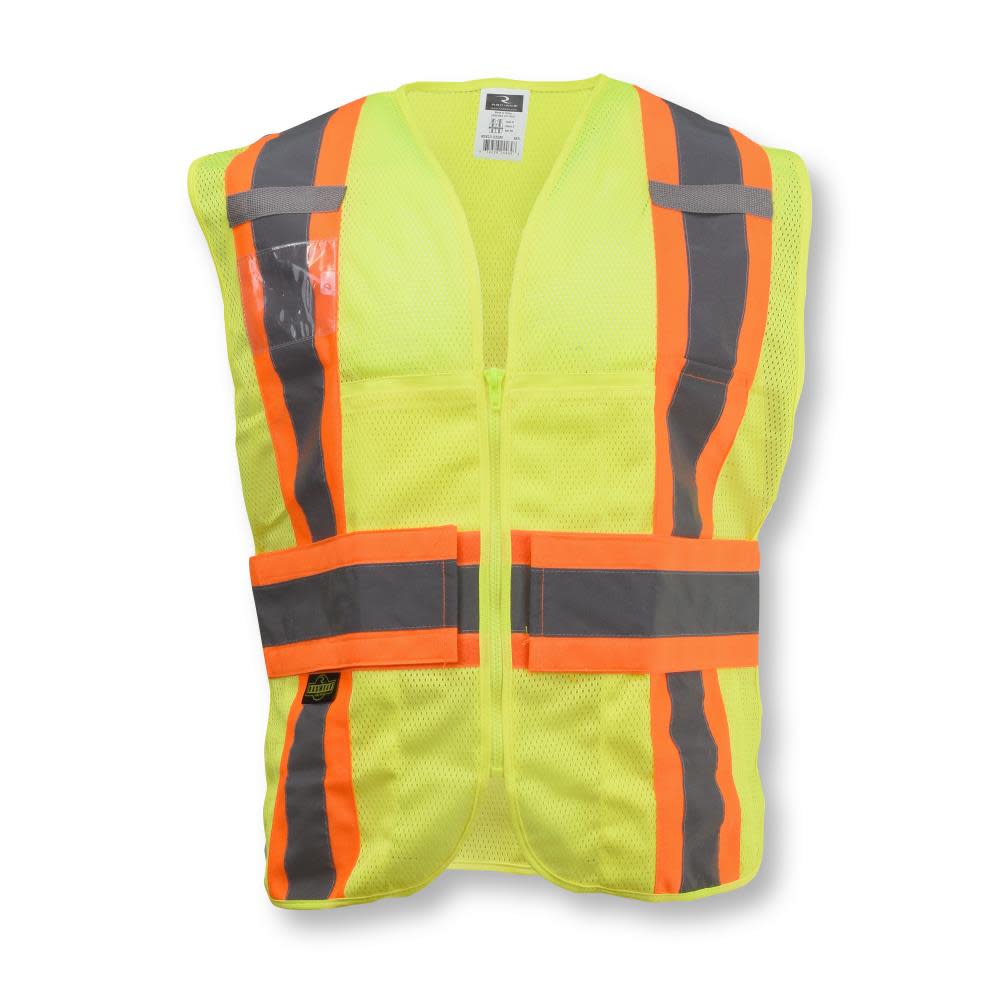 Radians Safety Vest Type R Class 2 Expandable Two Tone Hi Viz Green M-L - Flockneti