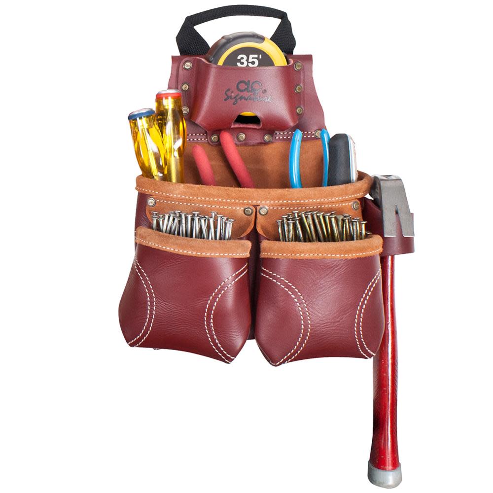 CLC Nail & Tool Bag Construction Workers Heavy Duty Leather 10 Pocket - Flockneti