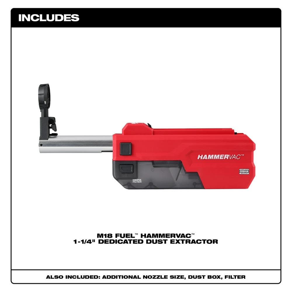 Milwaukee M18 FUEL HAMMERVAC 1 1/4″ Dedicated Dust Extractor - Flockneti