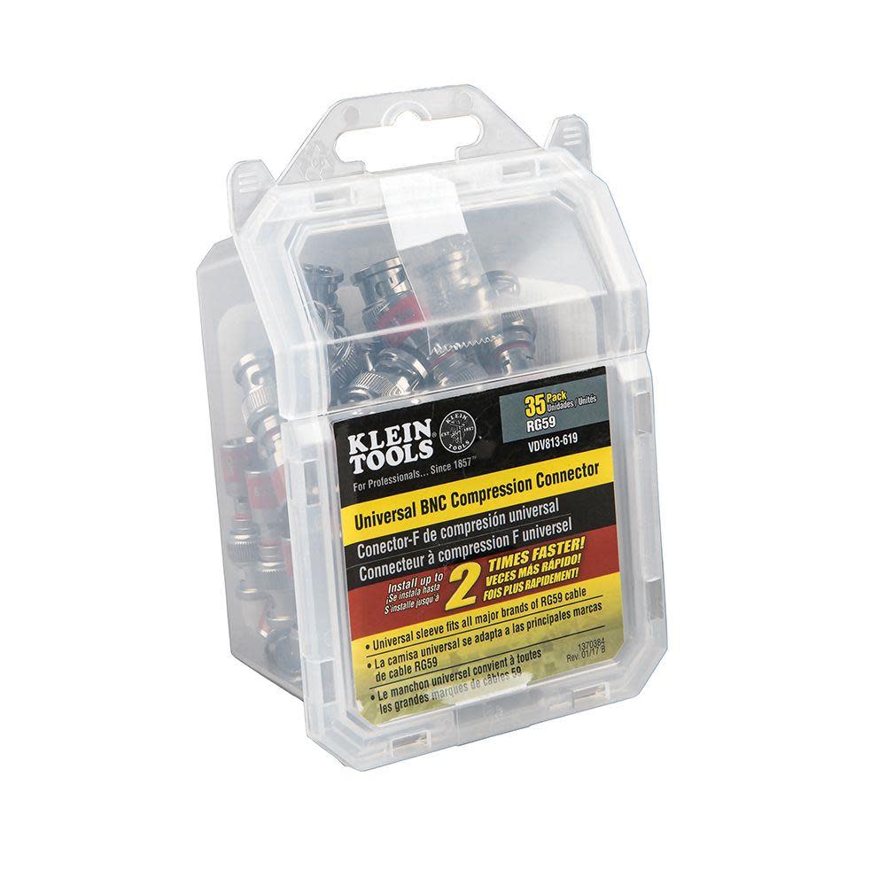 Klein Tools Universal BNC Compression Connector RG59 Pack of 35 - Flockneti