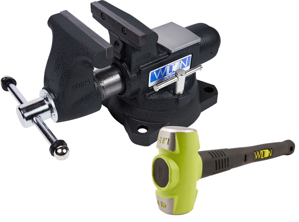 Wilton 55″ Special Edition Black 1755 Tradesman Bench Vise with BASH 20416 Sledge Hammer - Flockneti