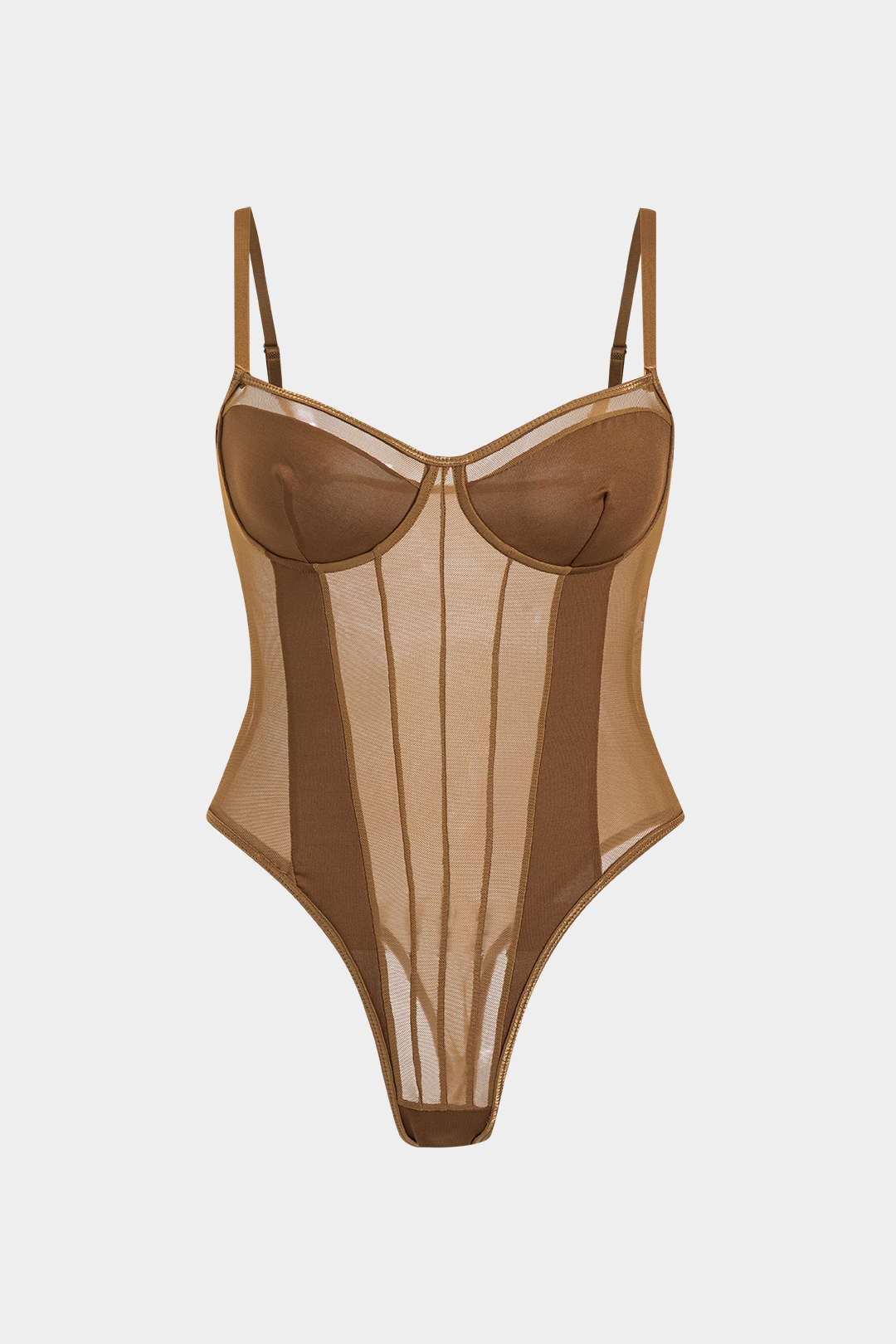 Plus Size Mesh Corset Slip Bodysuit - Flockneti