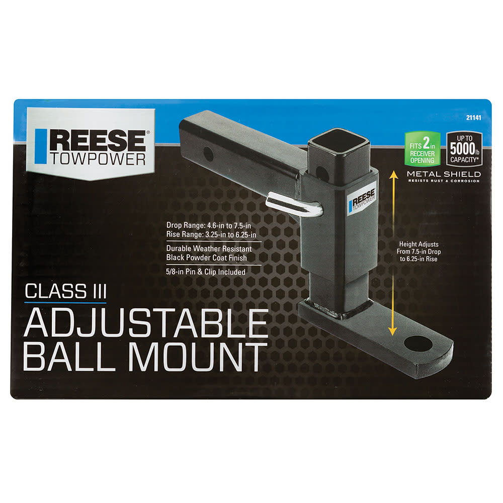 Reese 10.5″ 5000 lbs Black Adjustable Trailer Hitch Ball Mount - Flockneti