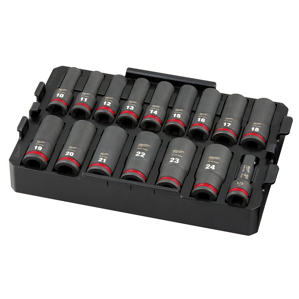 Milwaukee SHOCKWAVE Impact Duty Socket 1/2 Dr 16pc MM Tray Set - Flockneti