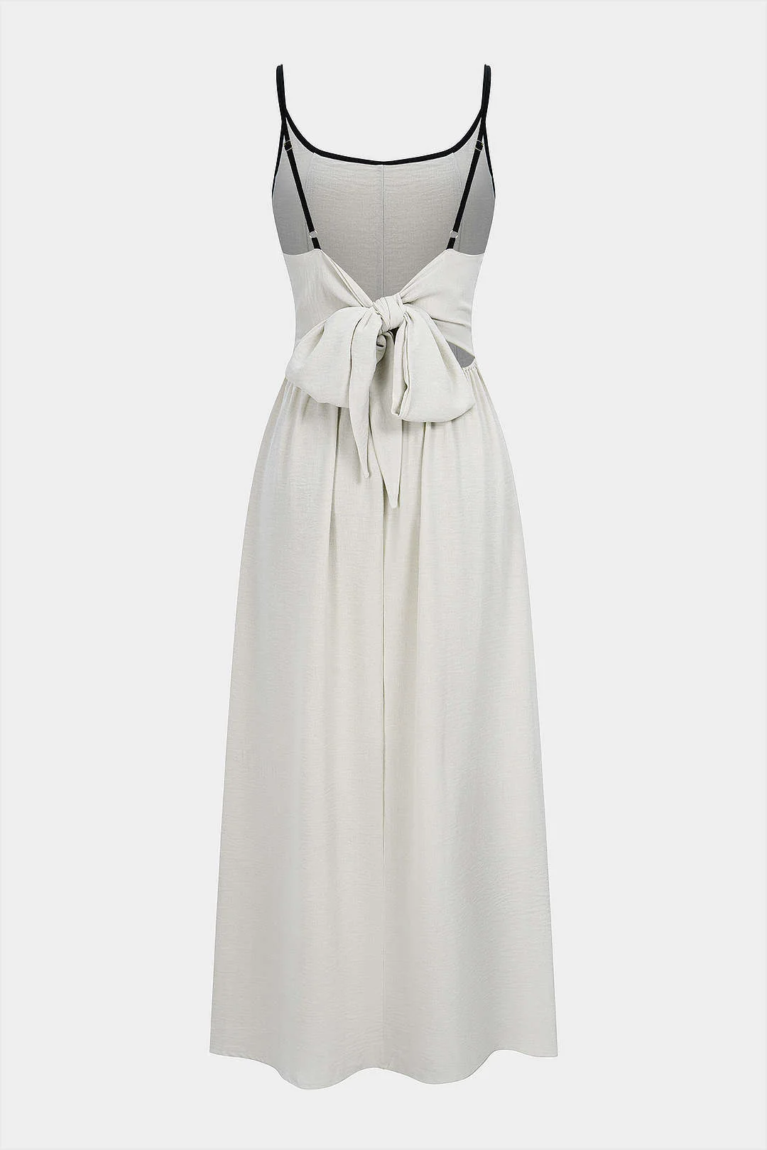 Contrast Tie-Back Backless Slip Sleeveless Maxi Dress - Flockneti