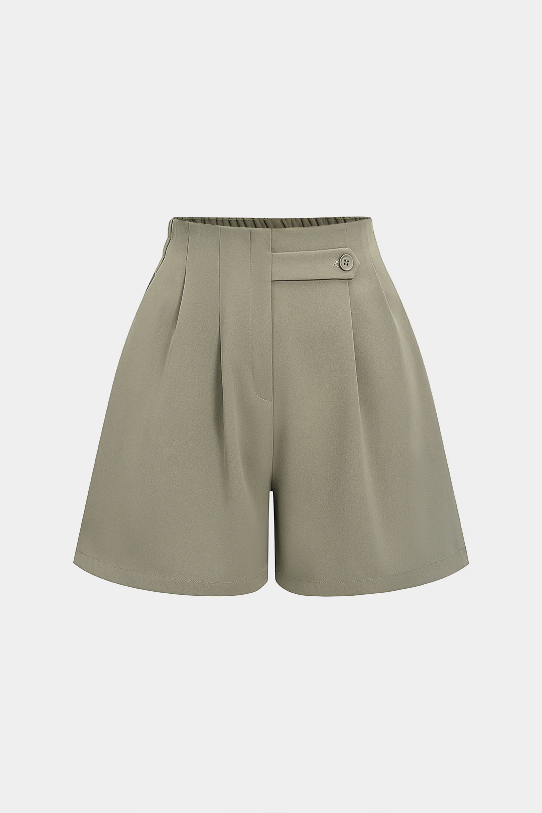 Button Ruched Wide Leg Shorts - Flockneti