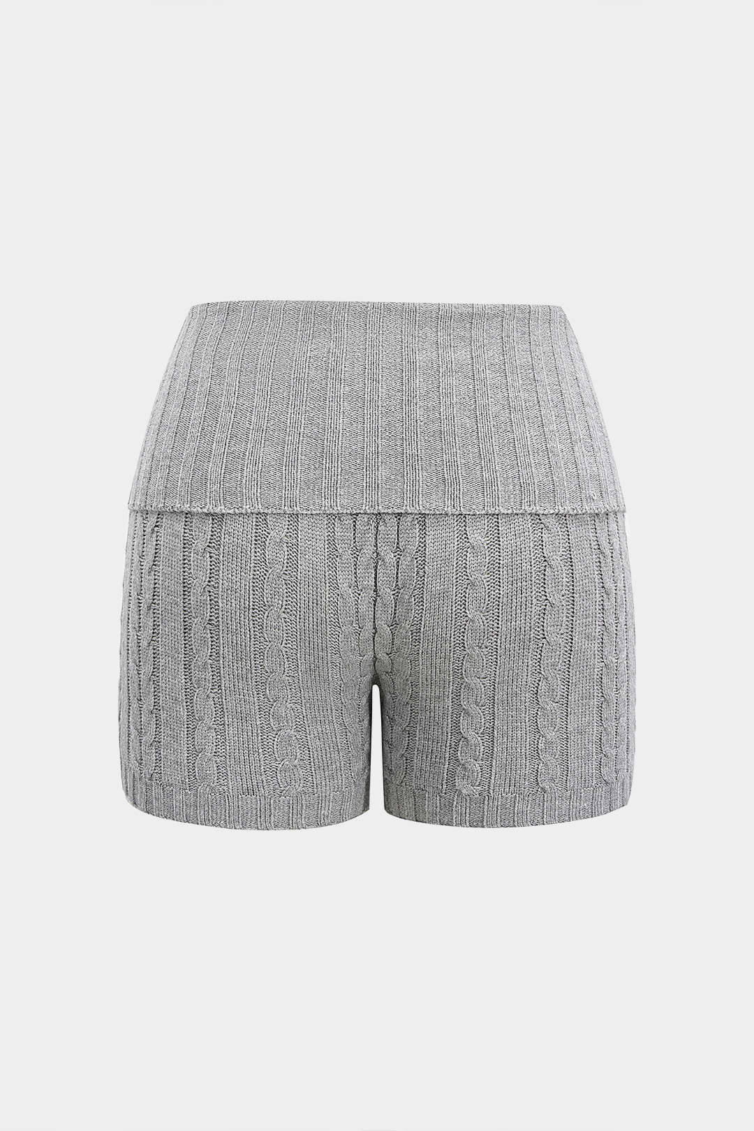 Knit Twisted Pattern Button Shorts - Flockneti