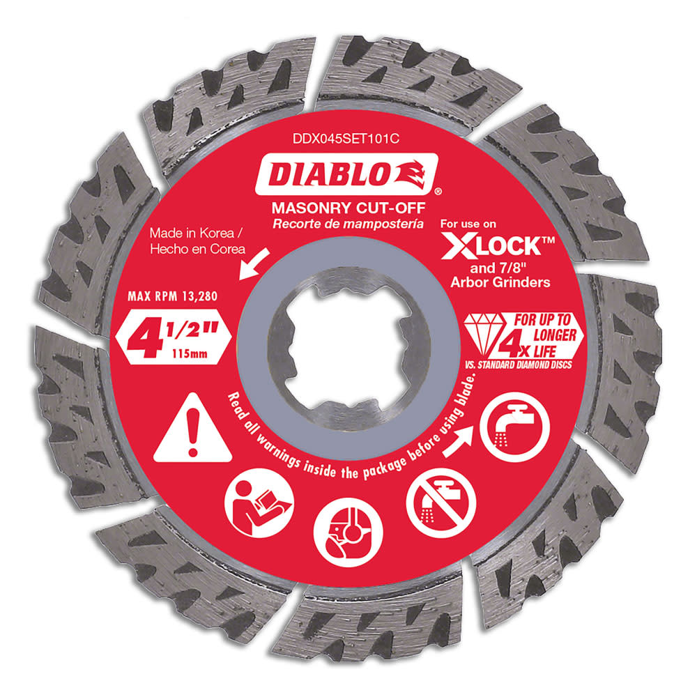 Diablo Tools 4-1/2 in. Diamond Segmented Turbo Masonry Cut-Off with X-LOCK arbor - Flockneti