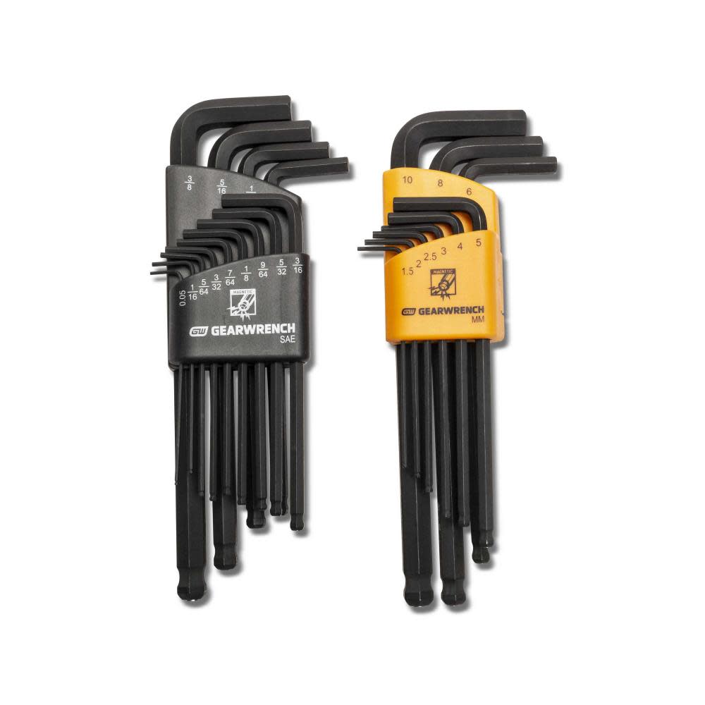 GEARWRENCH SAE/Metric Hex Key Set Magnetic Long Ball End 22pc - Flockneti