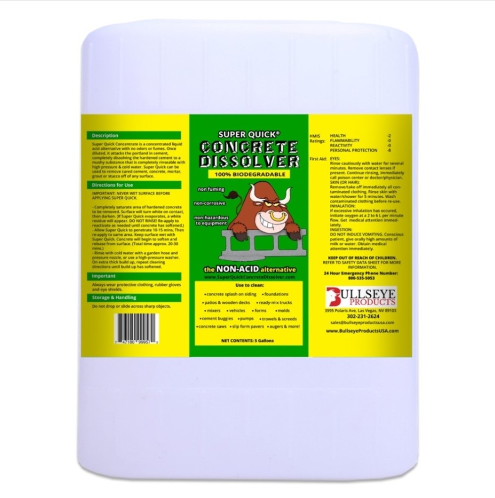 Bullseye Products Super Quick Concrete Dissolver 5 Gallon - Flockneti