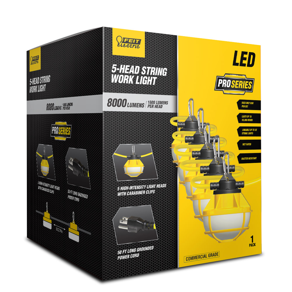 Feit Electric 65W 8000 Lumens 5-Lamp Plug-In String Worklight - Flockneti