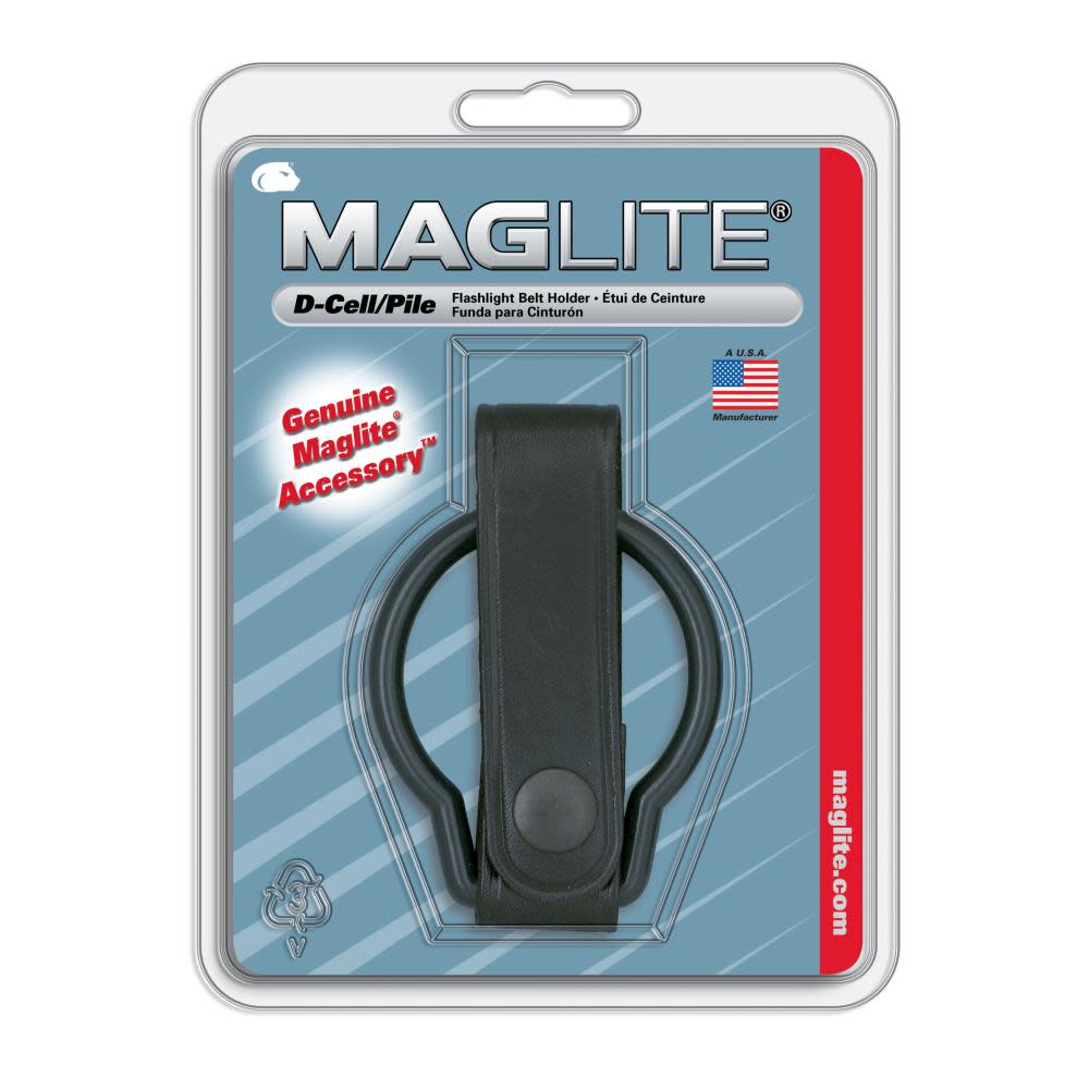 Maglite Black Plain Leather Belt Holder for D-Cell Flashlight - Flockneti