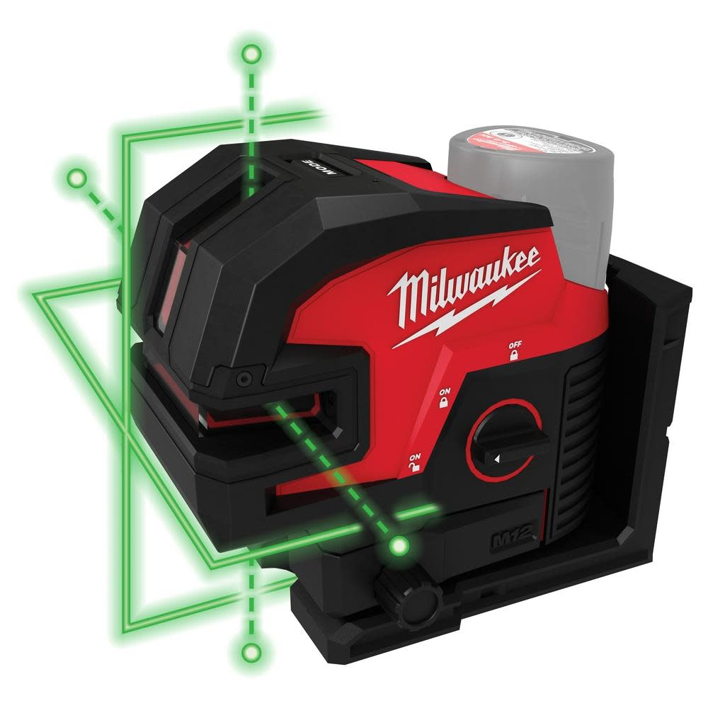 Milwaukee M12 Green Laser Cross Line & 4 Points Bare Tool - Flockneti