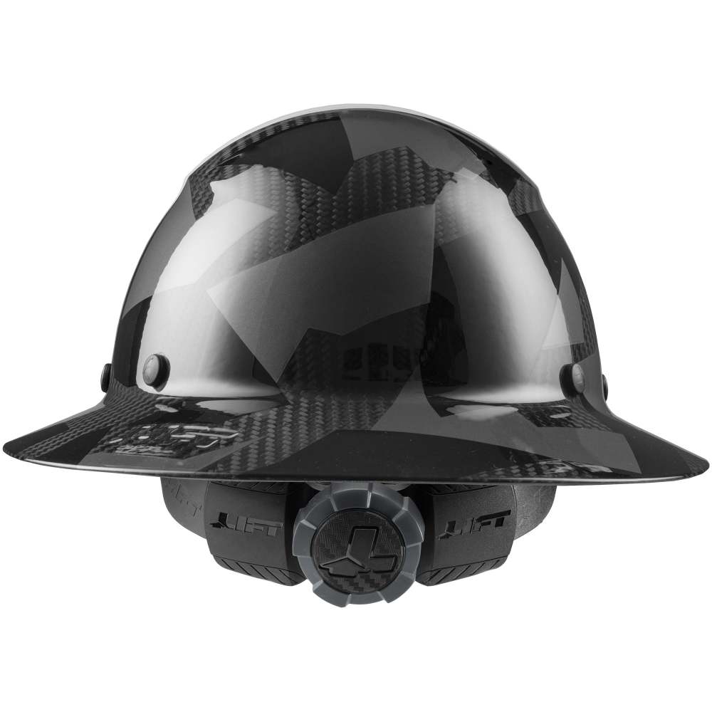 Lift Safety Hard Hat DAX Black Camo Carbon Fiber Full Brim - Flockneti