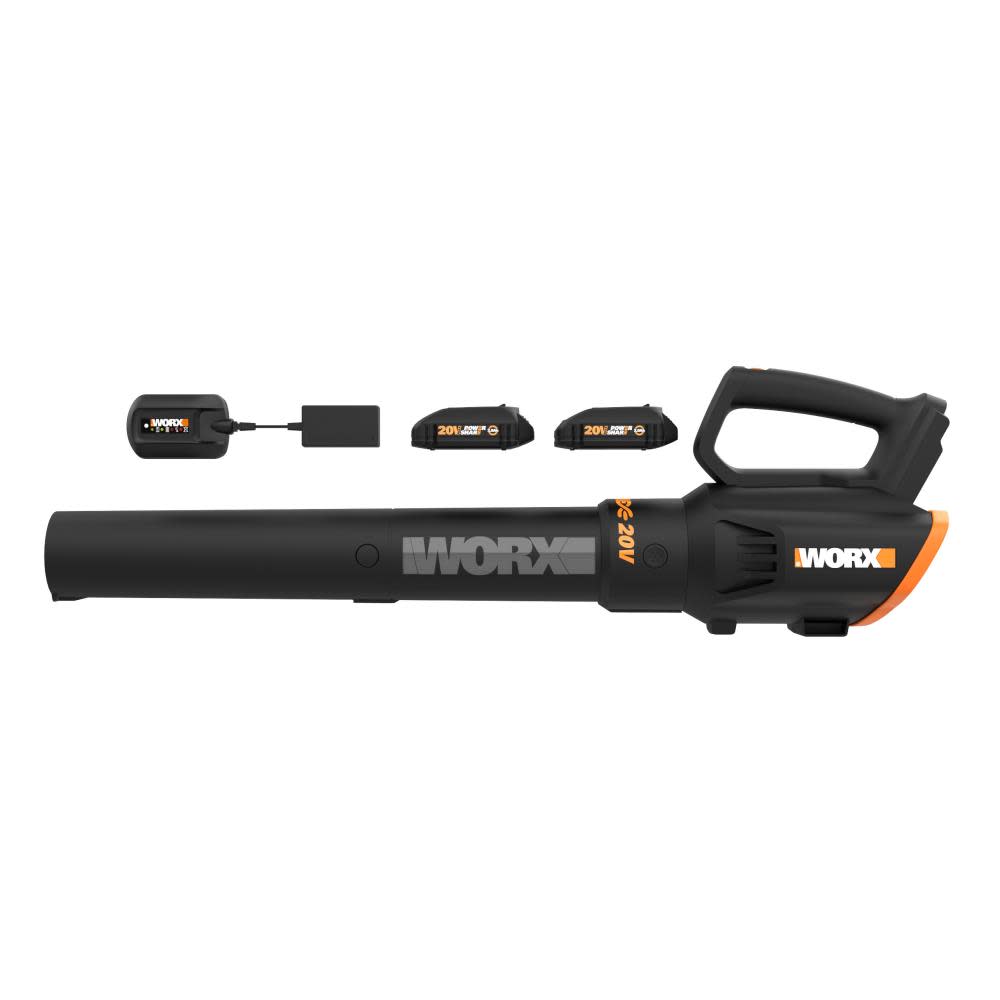 Worx 20V Power Share Turbine Cordless Two Speed Leaf Blower (2 Batteries) - Flockneti