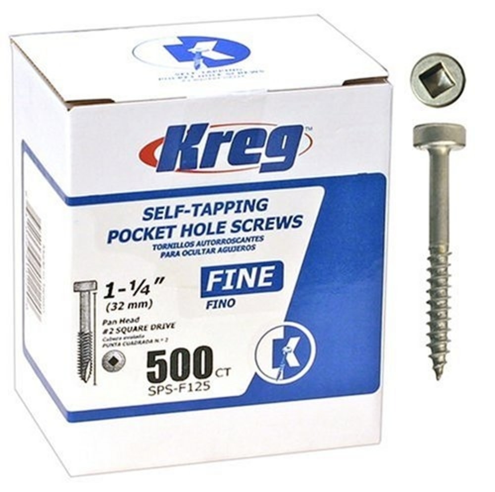 Kreg 1-1/4″ #6 Fine Pan-Head Zinc Pocket Screw – 500ct - Flockneti