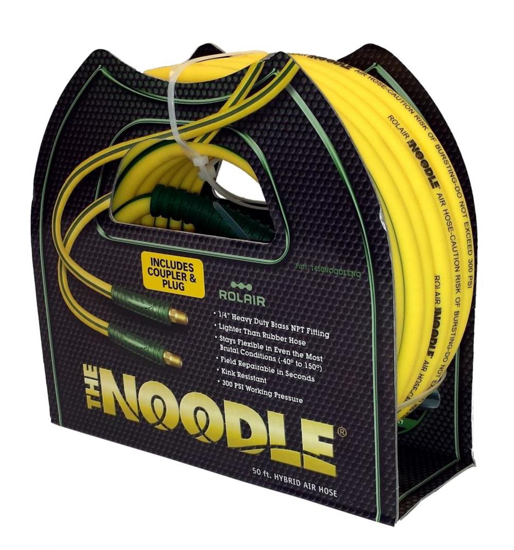 Rolair 3/8 In. x 50 Ft. Noodle Air Compressor Hose (incl. 1/4″ coupler/plug) - Flockneti