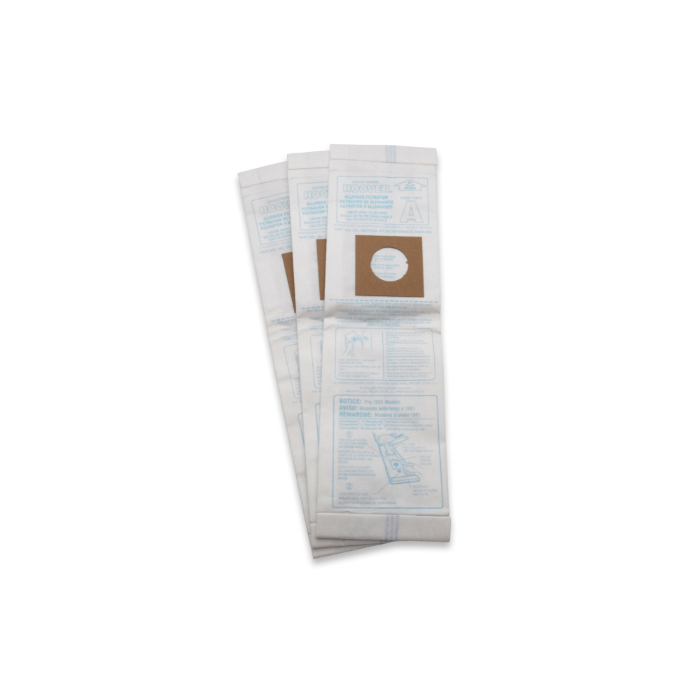 Hoover Residential Vacuum Type A Allergen Vacuum Bag 3-Pack – 4010100A - Flockneti