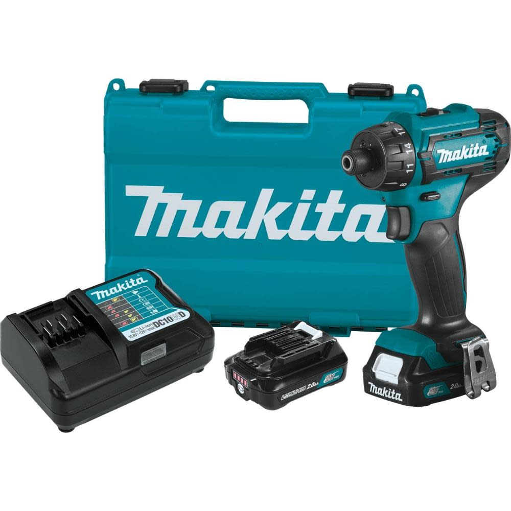 Makita 12V Max CXT Lithium-Ion Cordless 1/4 In. Hex Driver-Drill Kit (2.0Ah) - Flockneti