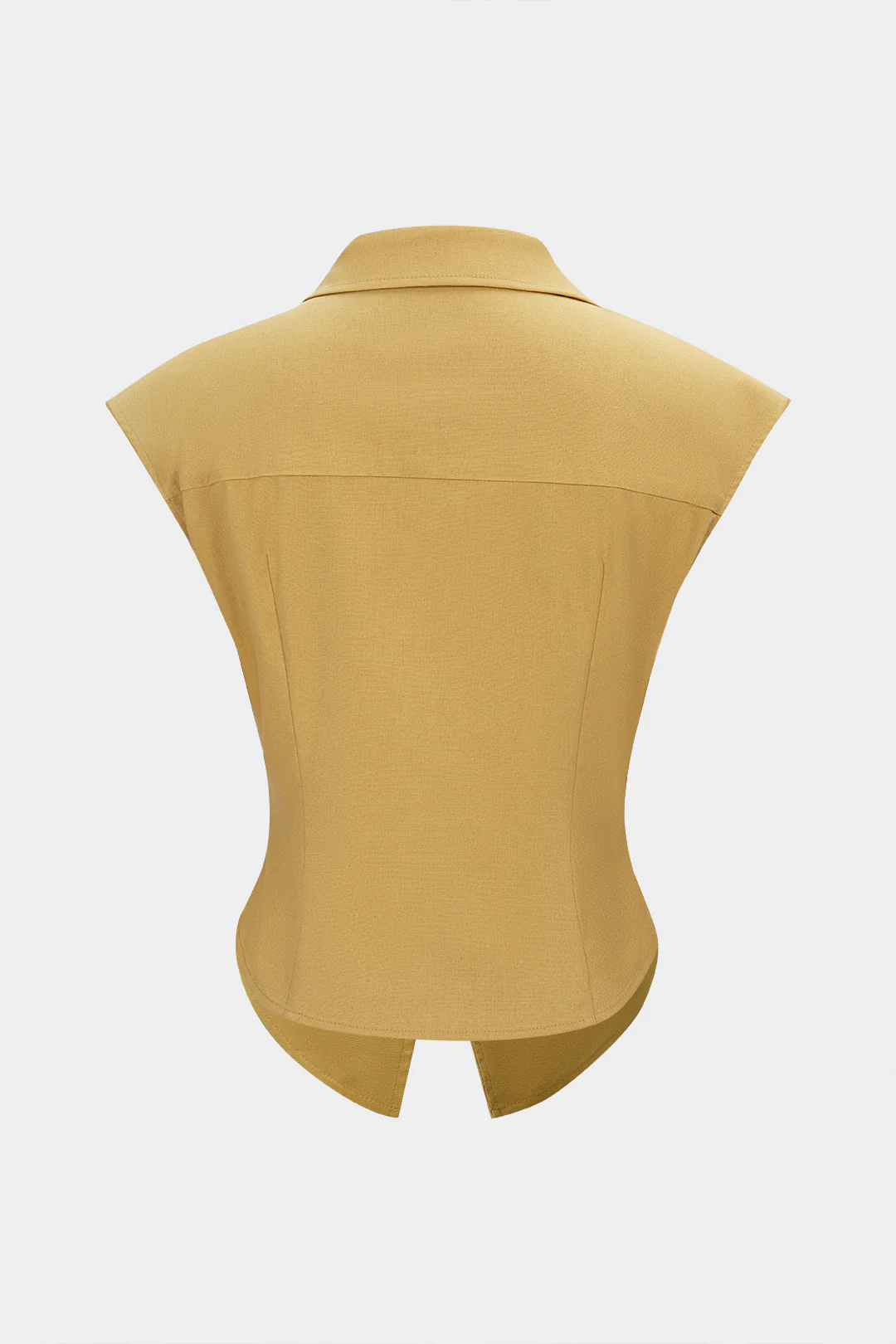 Linen Lapel Cut Out Button Tank Top - Flockneti