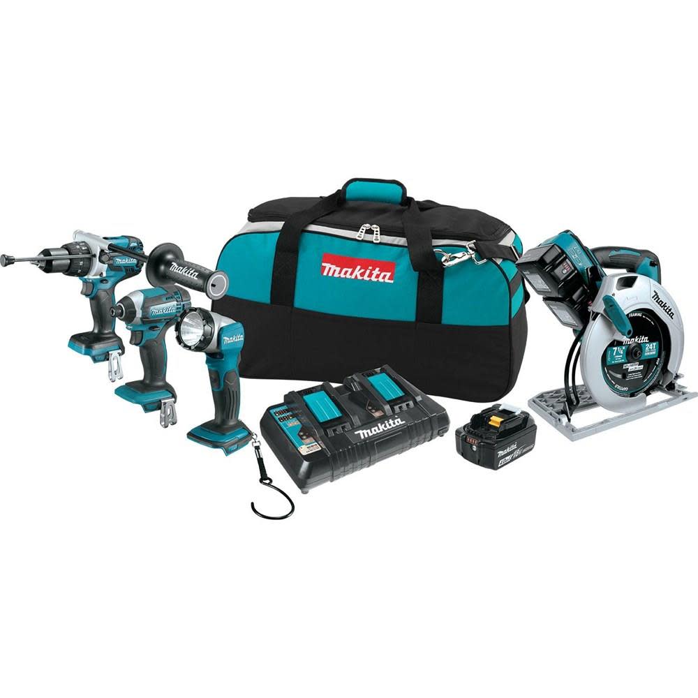 Makita 18 Volt X2 LXT Lithium-Ion Cordless 4-Piece Combo Kit - Flockneti