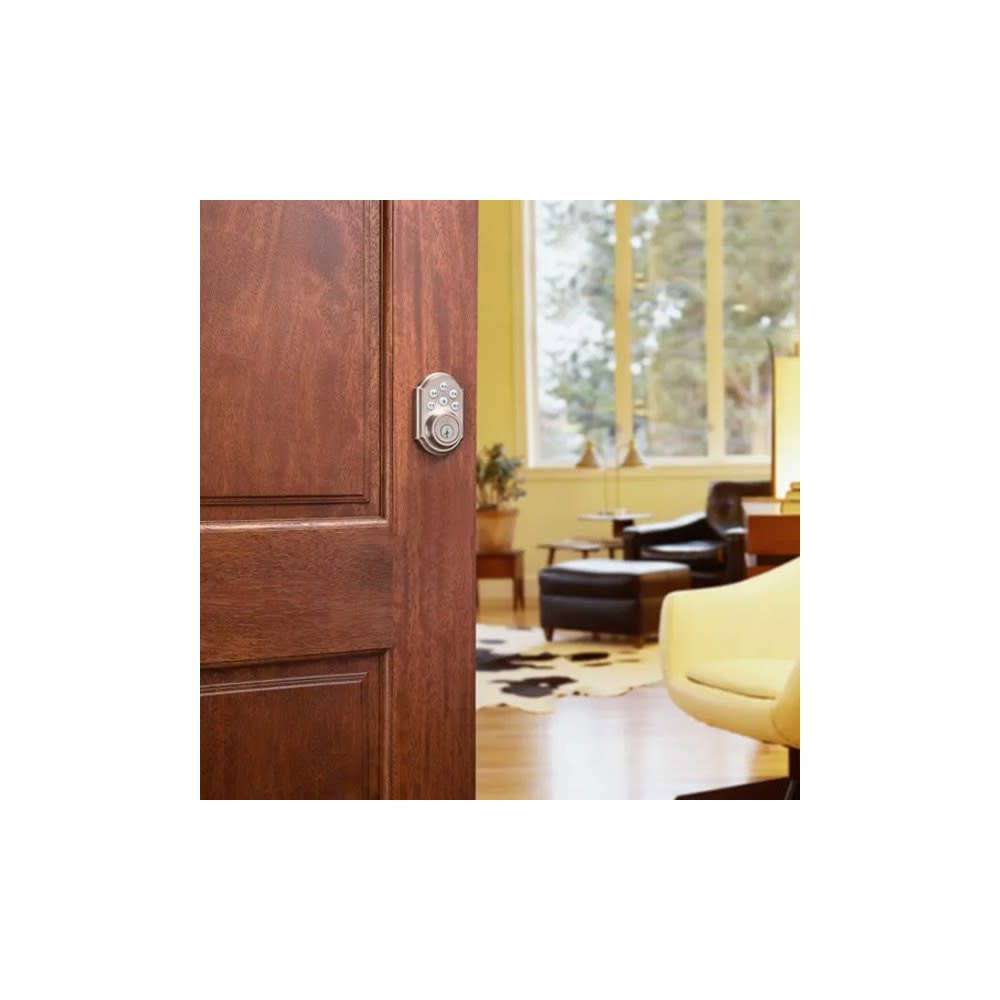 Kwikset Satin Nickel Keyless Entry Electronic Single Cylinder Deadbolt - Flockneti