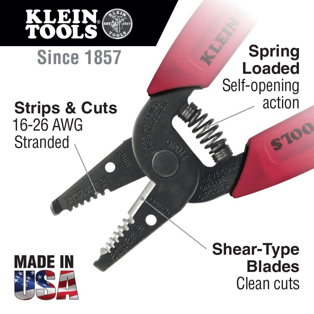 Klein Tools Wire Stripper/Cutter 16-26 AWG STRD - Flockneti