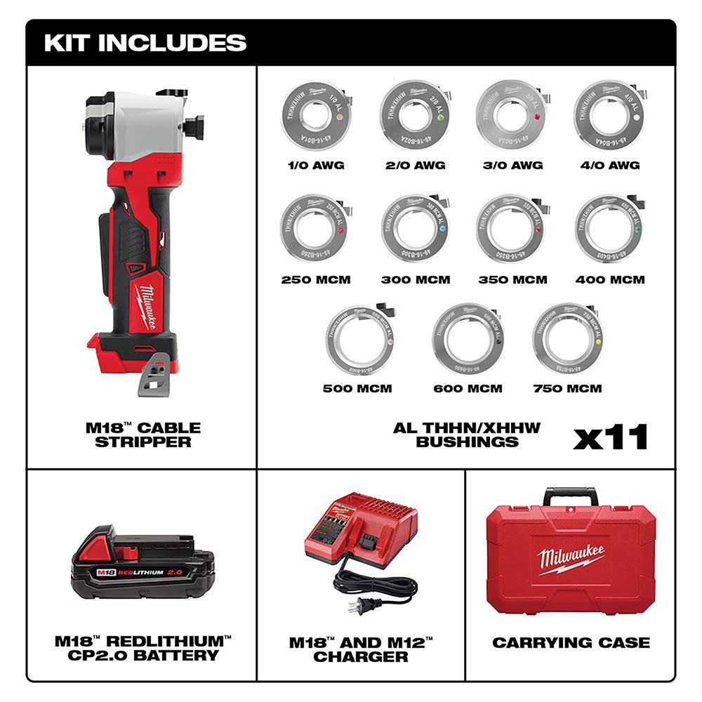 Milwaukee M18 Cable Stripper Kit for Al THHN / XHHW - Flockneti
