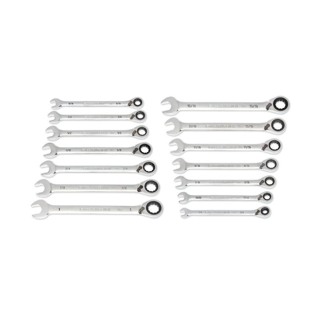 GEARWRENCH Ratcheting Wrench Set with Wrench Roll 90 Tooth 12 Point SAE Reversible 14pc - Flockneti
