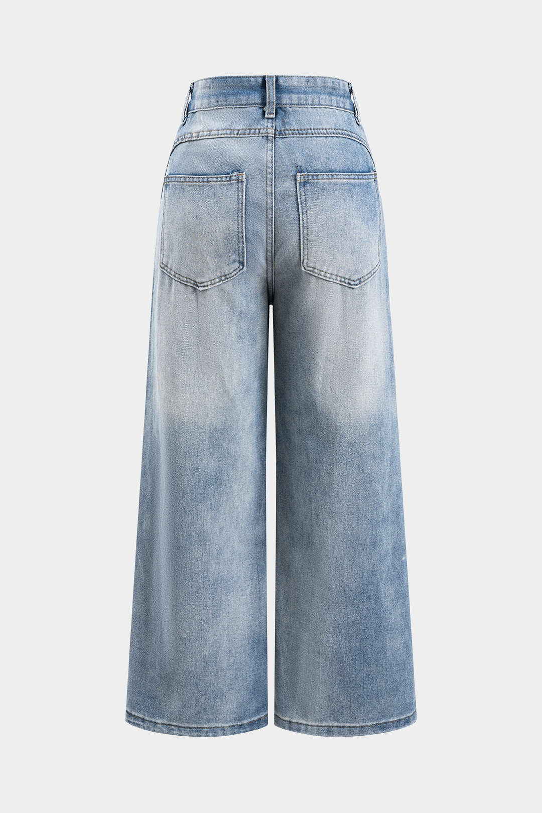 Denim Patchwork Straight Leg Jeans - Flockneti