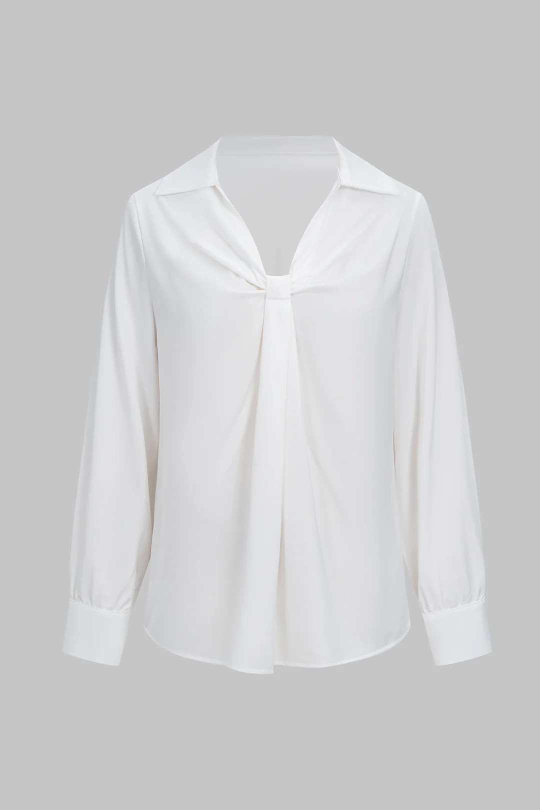 Satin Ruched Long-Sleeve Shirt - Flockneti