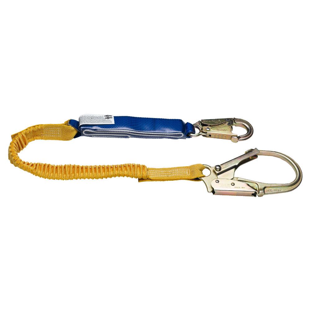 Werner 6ft DeCoil Stretch Single Leg Lanyard (DCELL Shock Pack Elastic Web Snap Hook Rebar Hook) - Flockneti