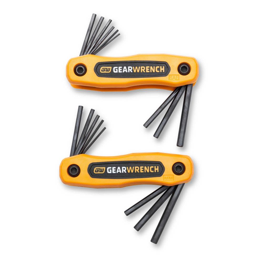 GEARWRENCH SAE/Metric Short Arm Folding Hex Key Set 17pc - Flockneti