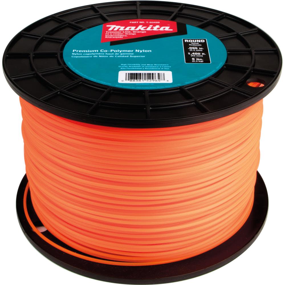 Makita Round Trimmer Line 0.095 Orange 1400 5 lbs. - Flockneti