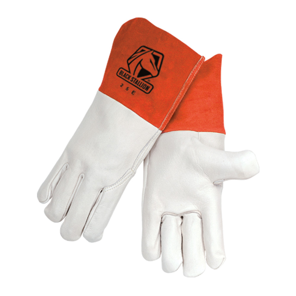 Black Stallion White Standard Grain Cowhide MIG Gloves Medium - Flockneti