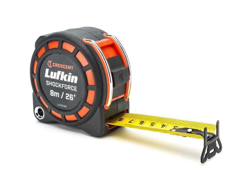 Crescent Lufkin 1-3/16 x 8 m/ 26 Ft. Shockforce Dual Sided Tape Measure - Flockneti