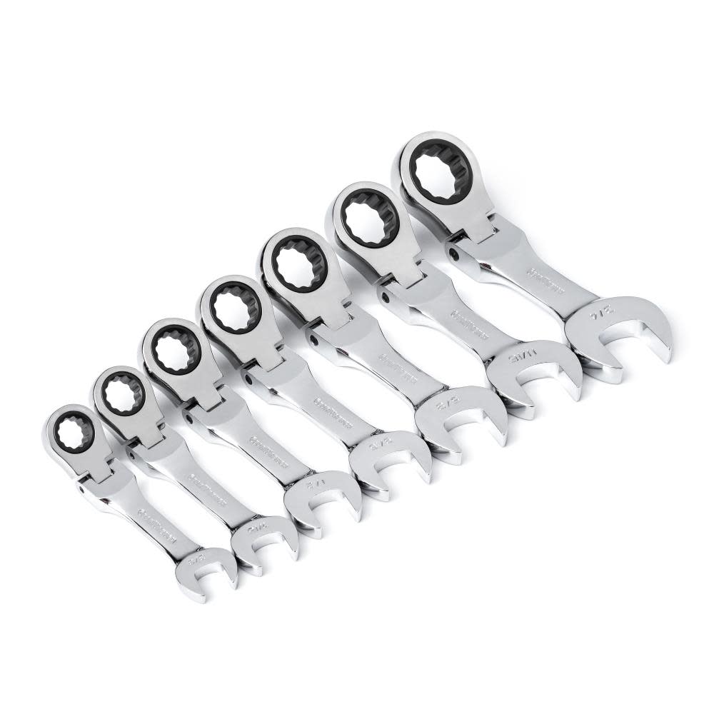 GEARWRENCH Ratcheting Wrench Set 7 pc. SAE Stubby Flex Combination - Flockneti