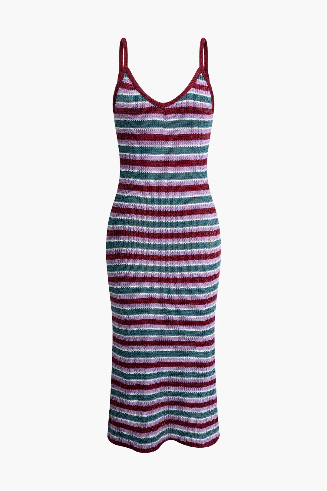 Knit V-Neck Contrast Sleeveless Dress - Flockneti