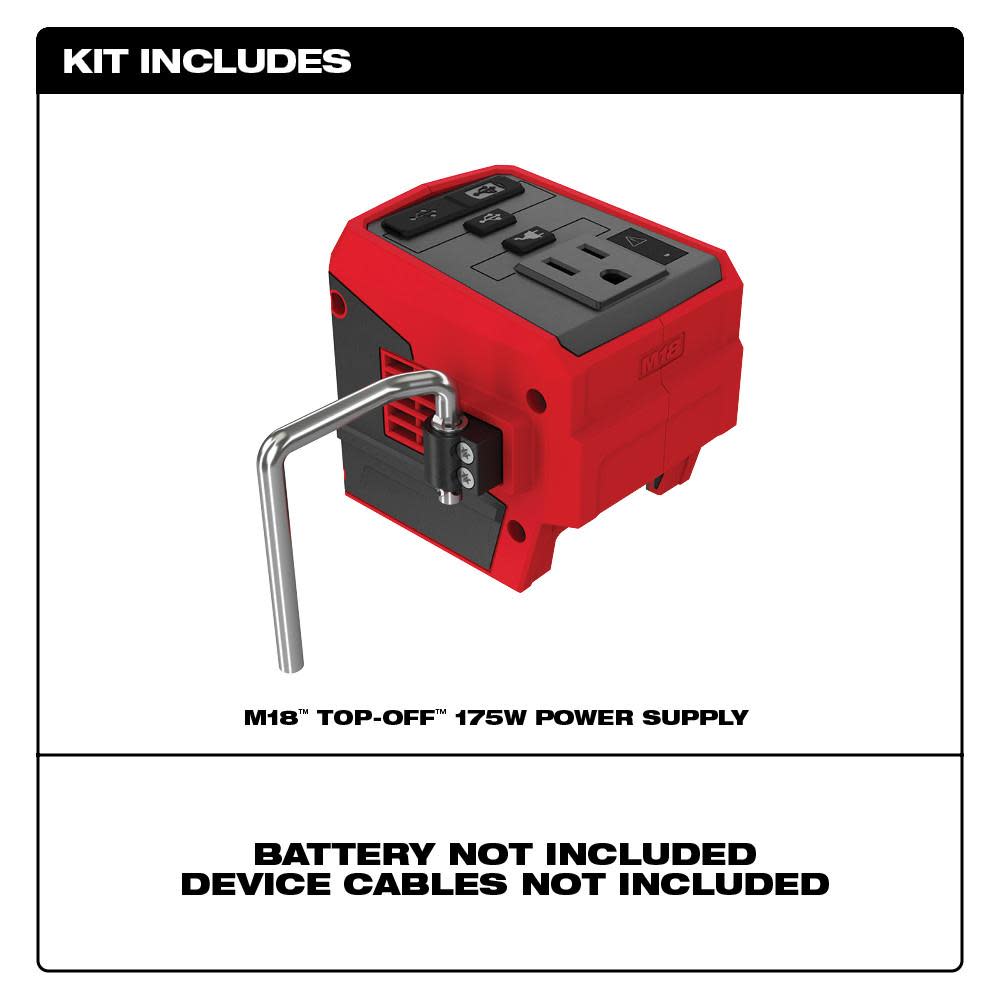 Milwaukee M18 TOP-OFF 175W Power Supply and M18 REDLITHIUM XC5.0 Battery Pack - Flockneti