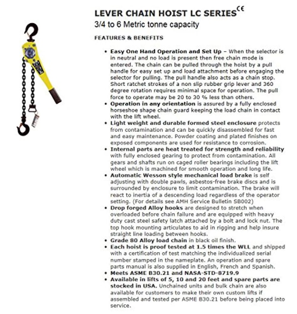 All Material Handling 1.5 Ton 20′ Lever Hoist with Black Chain - Flockneti