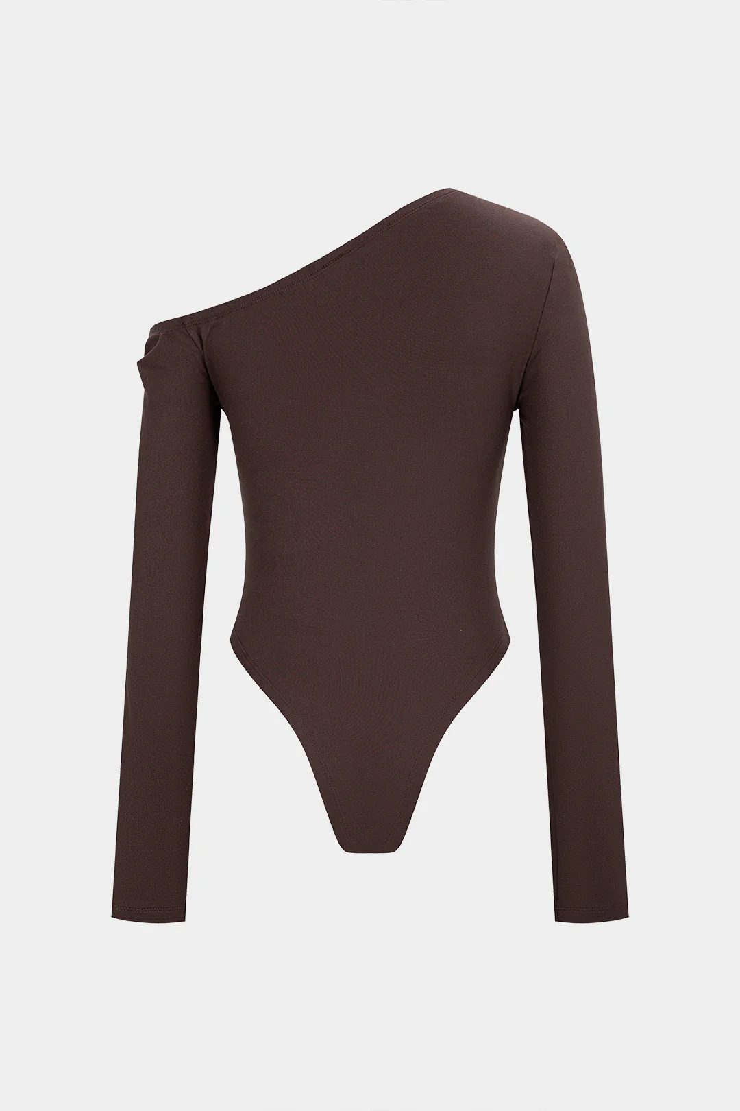 Solid Metallic Decor One Shoulder Long Sleeve Bodysuit - Flockneti