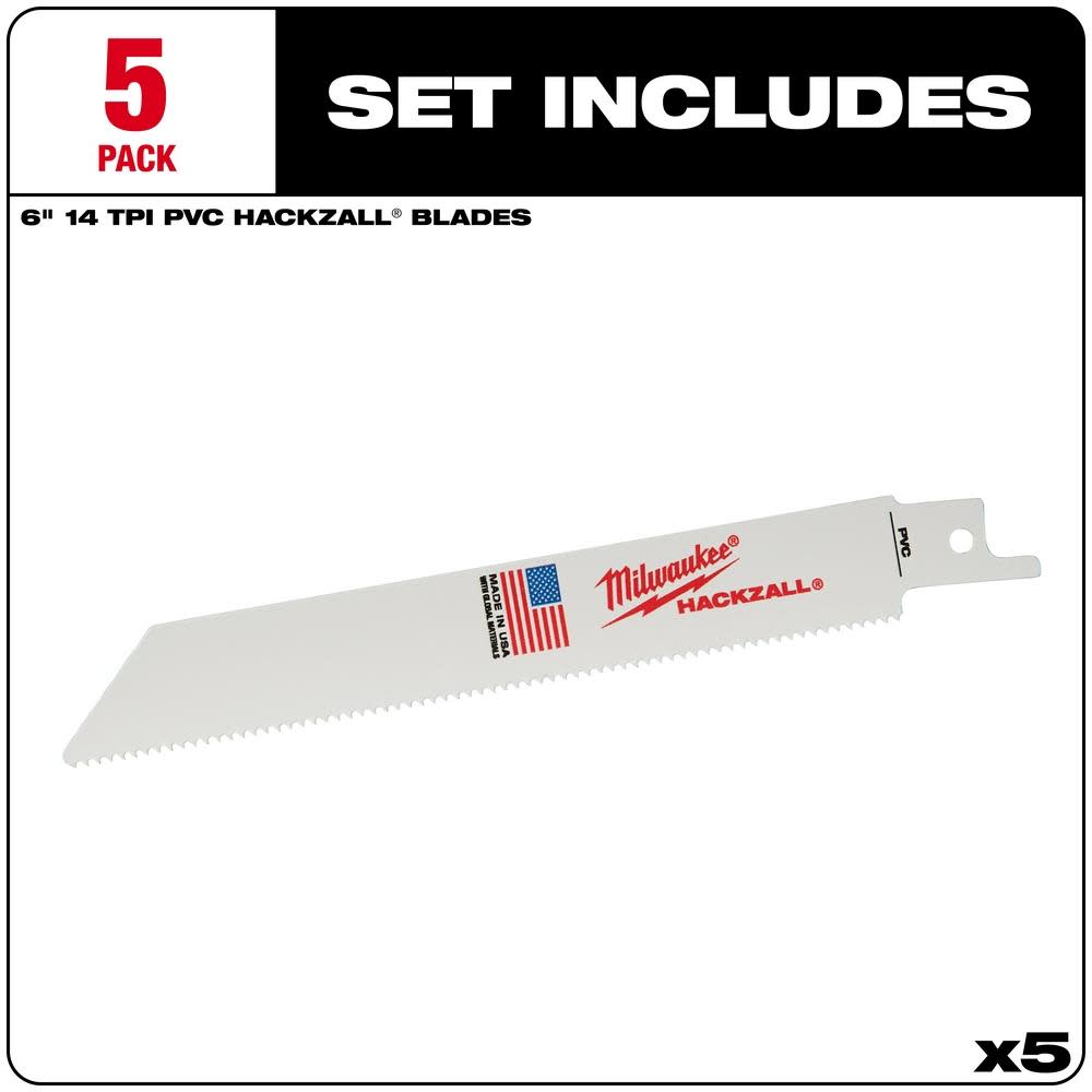 Milwaukee 6 in. M12 HACKZALL 40 PVC Bi-Metal Blade - Flockneti