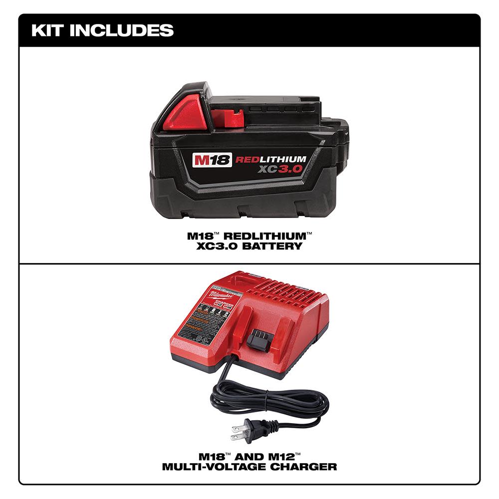 Milwaukee M18 REDLITHIUM 3.0 Ah Battery and Charger Starter Kit - Flockneti