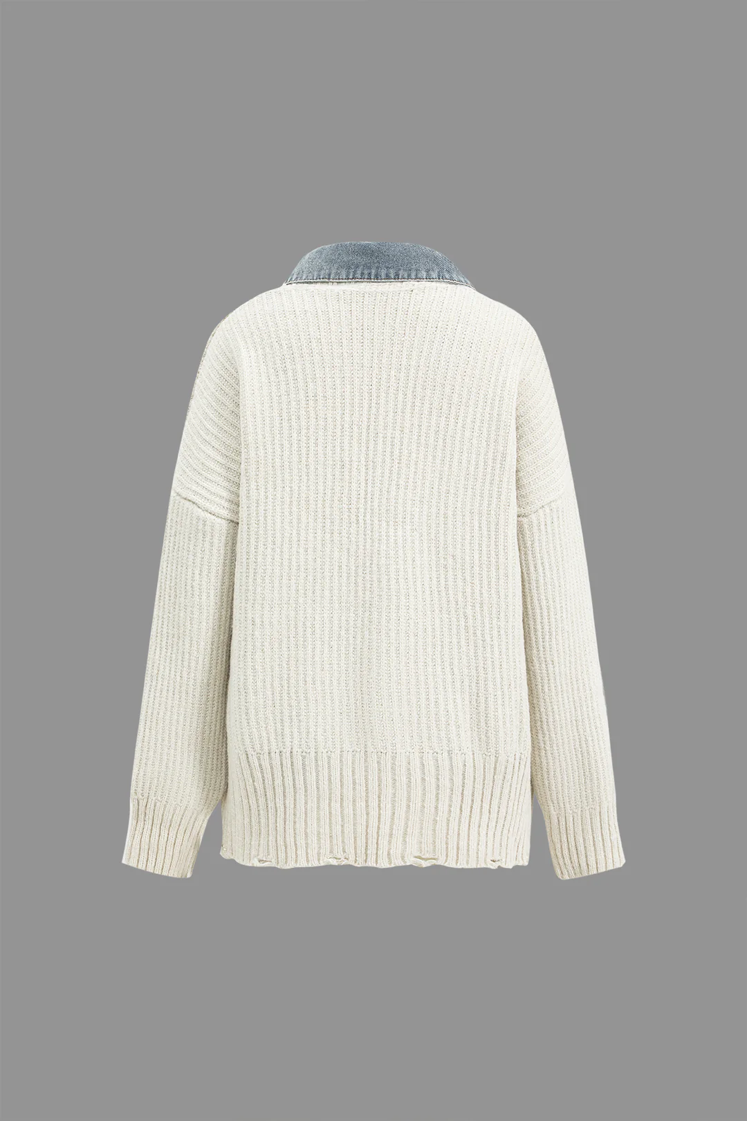 Knit Denim Patchwork Cardigan - Flockneti