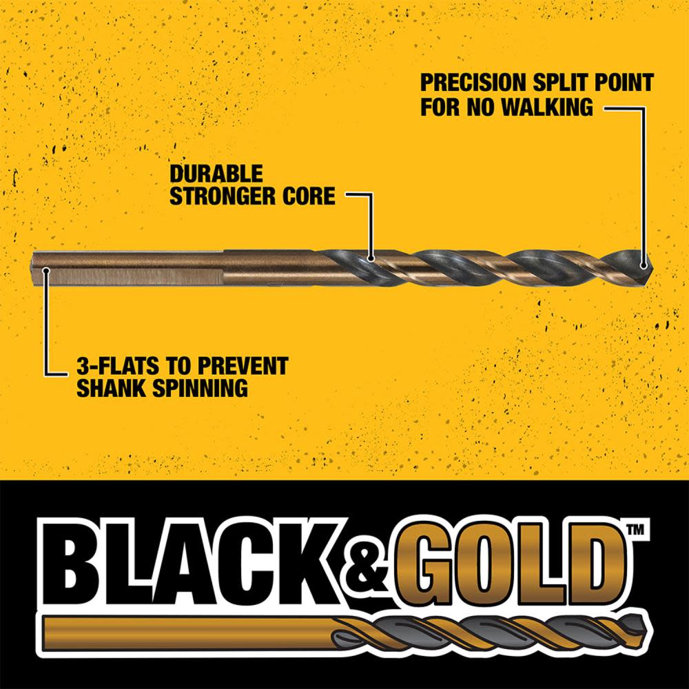 DEWALT Drill Bit Set Split Point Black & Gold 14pc - Flockneti