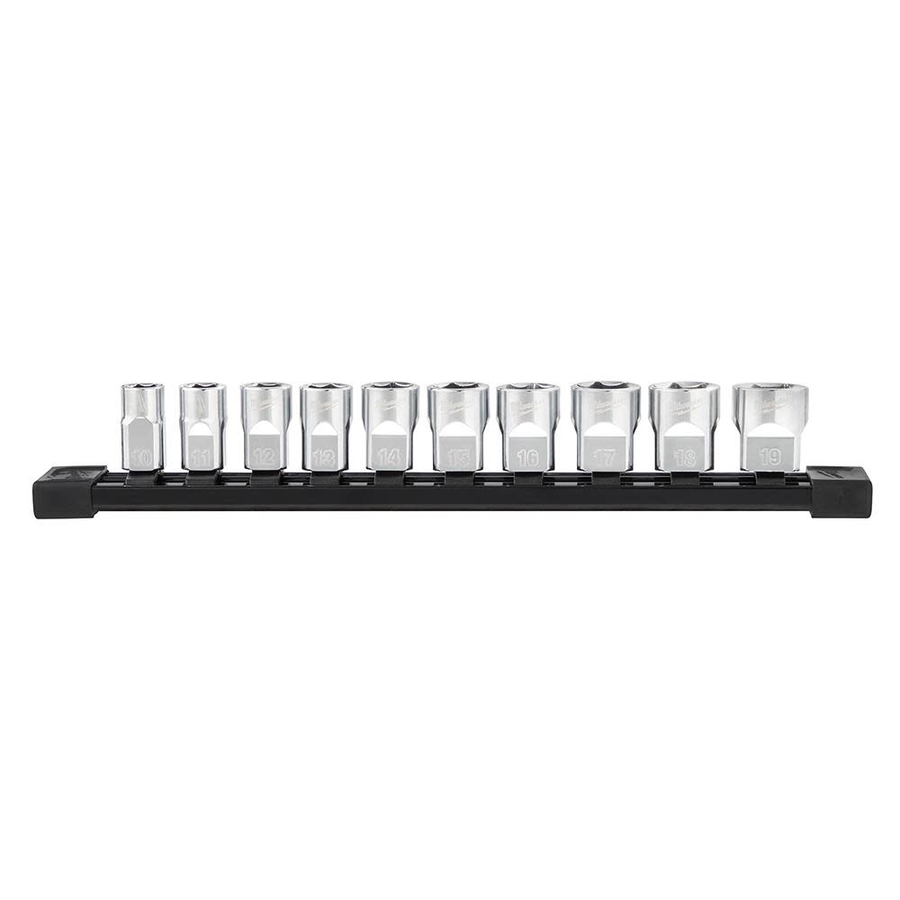 Milwaukee 10pc 3/8 in. Metric Sockets with FOUR FLAT Sides - Flockneti