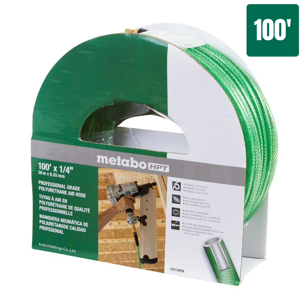 Metabo HPT Air Hose 1/4″ x 100′ - Flockneti